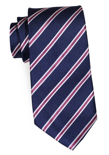XL Textured Striped Tie in Dark Navy | Extra Long Tie in Navy, Burgundy, and White