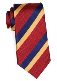 Extra Long Stripe Tie in Burgundy, Gold, Navy