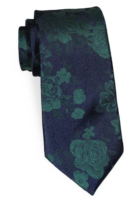 Dark Olive XL Necktie with Roses