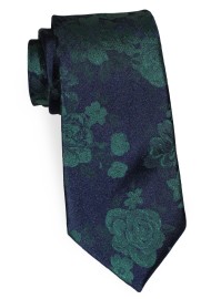 Roses Necktie in Dark Olive Green