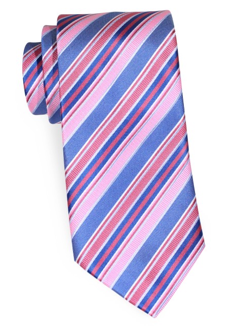 Modern Striped Necktie in Shades of Blue and Pinks