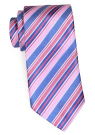Modern Striped Necktie in Shades of Blue and Pinks