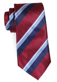 Modern British Regimental Striped Tie in Burgundy and Blue