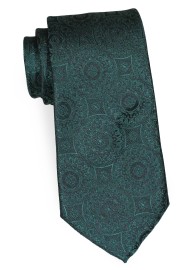 Forest Green XL Length Tie with Large Medallions