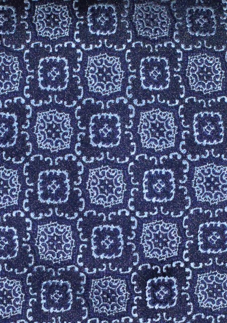 Woven Medallion Extra Long Tie in Navy and Silver
