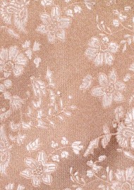 Antique Gold Mens Tie with Embroidered Flowers in Extra Long Length