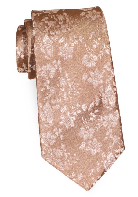 Antique Gold Mens Tie with Embroidered Flowers