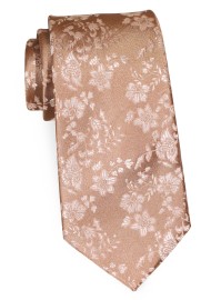 Antique Gold Mens Tie with Embroidered Flowers