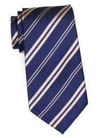 Trendy Striped Tie in Classic Navy and Golden