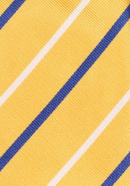 Extra Long Golden Yellow Tie with Stripes in White and Navy