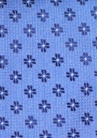 Royal Blue Tie in Matte Coarse Texture with Large Floral Pattern