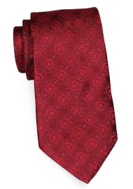 Crimson Red Tie with Woven Medallions