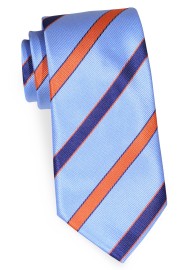 Modern Repp Striped Necktie in Blue and Orange