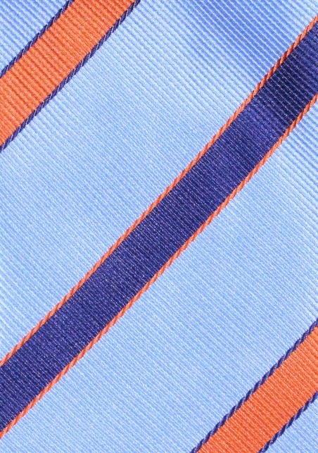 Modern Repp Striped Necktie in Blue and Orange