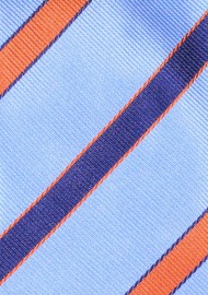 Modern Repp Striped Necktie in Blue and Orange