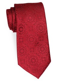 Cherry Red XL Tie with Large Medallions