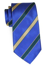 Repp Striped Necktie in Royal Blue, Green, and Gold