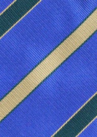 Repp Striped Necktie in Royal Blue, Green, and Gold