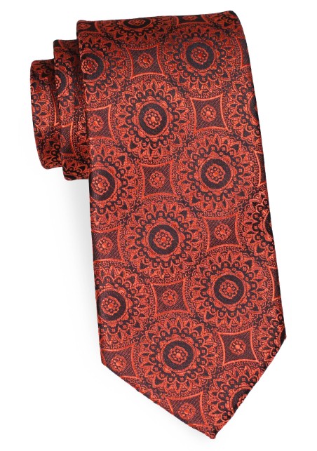 Bold Medallion Weave Necktie in Cinnamon