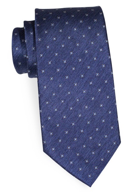 Navy Blue Mens Tie in Matte Woven Texture