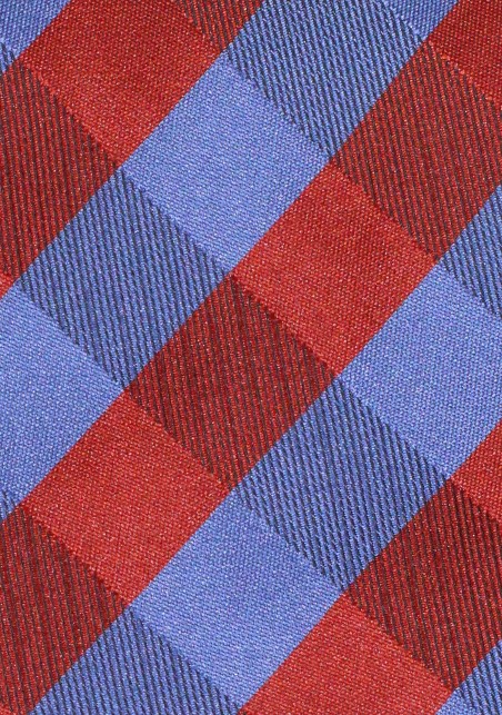 Extra Long Plaid Tie in in Rust Orange and Steel Blue