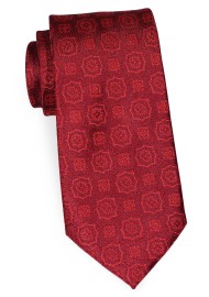 Burgundy Tie with Large Embroidered Medallions
