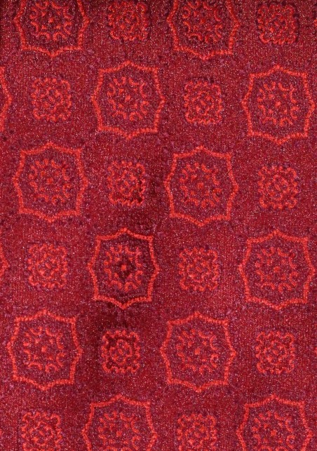 Burgundy Tie with Large Embroidered Medallions