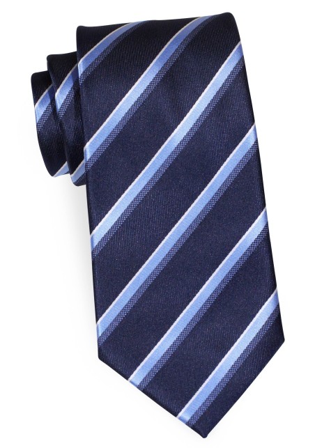 Modern Navy Blue Striped Mens Tie