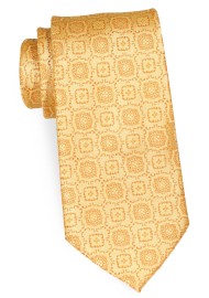 Golden Color Necktie with Large Medallions