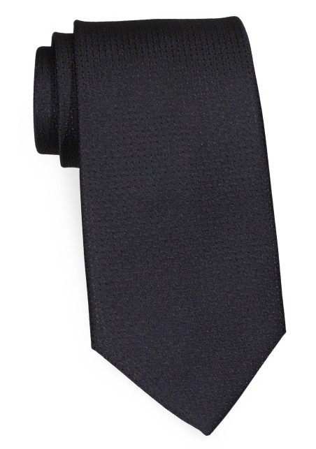 XL Length Matte Black Woven Men's Neck Tie