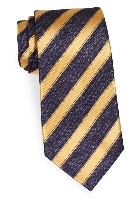 Matte Purple Tie with Antique Gold Stripes