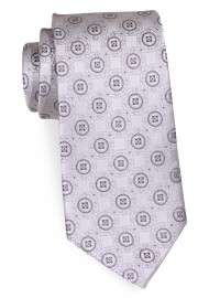Extra Long Ivory Tie with Woven Medallions