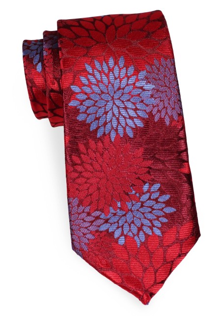 Red and Blue Tie with Large Floral Tie
