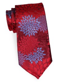 Extra Long Tie in Red and Green Florals