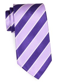 Extra Long Regency and Lavender Repp Striped Necktie in XL Length