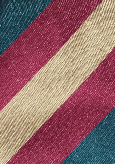 Shiny Satin Striped XL Necktie in Colors Burgundy, Green, and Gold - XL Mens Tie