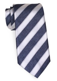 Midnight Blue and Silver Striped Tie in Matte Finish
