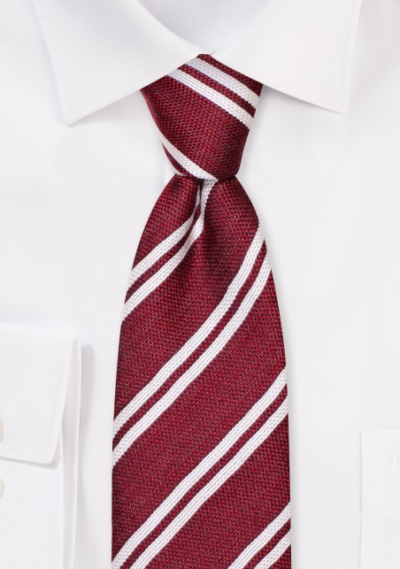 Striped Mens Tie in Crimson Red