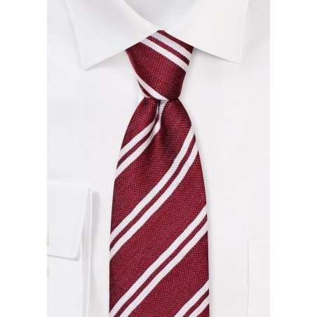 Striped Mens Tie in Crimson Red