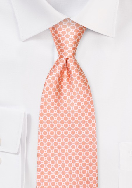 Coral Pink Geometric Print Tie on Satin Silk
