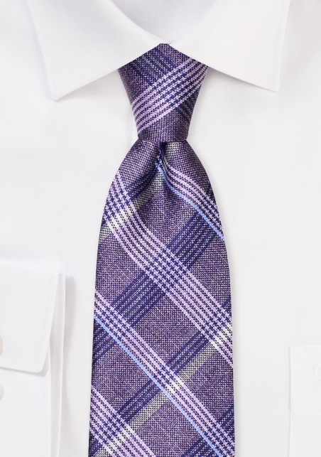 Wisteria Plaid Tie in Pure Silk