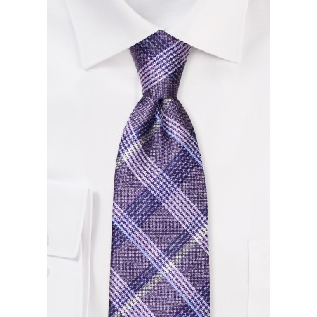 Wisteria Plaid Tie in Pure Silk