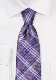 Wisteria Plaid Tie in Pure Silk