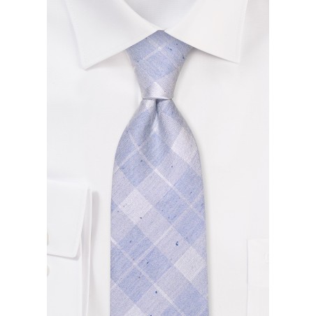 Ice Blue Necktie with Faded Tartan Plaid