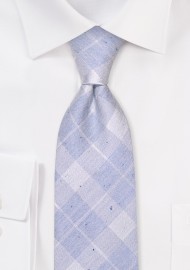 Ice Blue Necktie with Faded Tartan Plaid