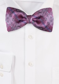 Pink Paisley Plaid Bowtie | Checkered Paisley Bow Tie in Pink