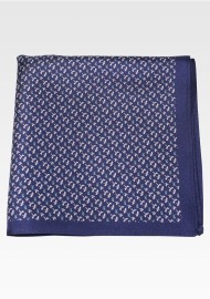 Navy Silk Pocket Square with Tiny Dragonflies