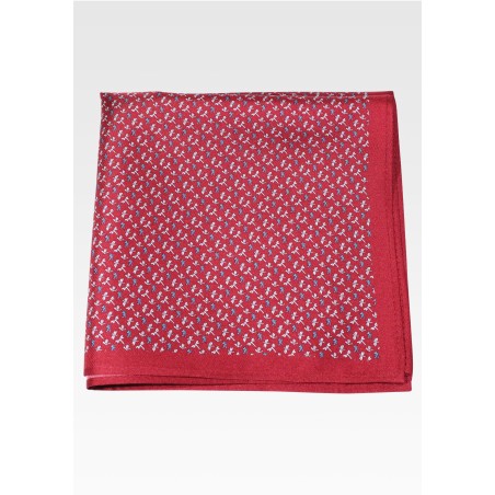 Burgundy Red Silk Pocket Square with Tiny Dragonflies