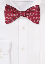 Burgundy Silk Bow Tie with Tiny Dragonflies - Self Tie Bow Tie