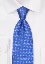 XL Length Blue Tie with Dragonflies
